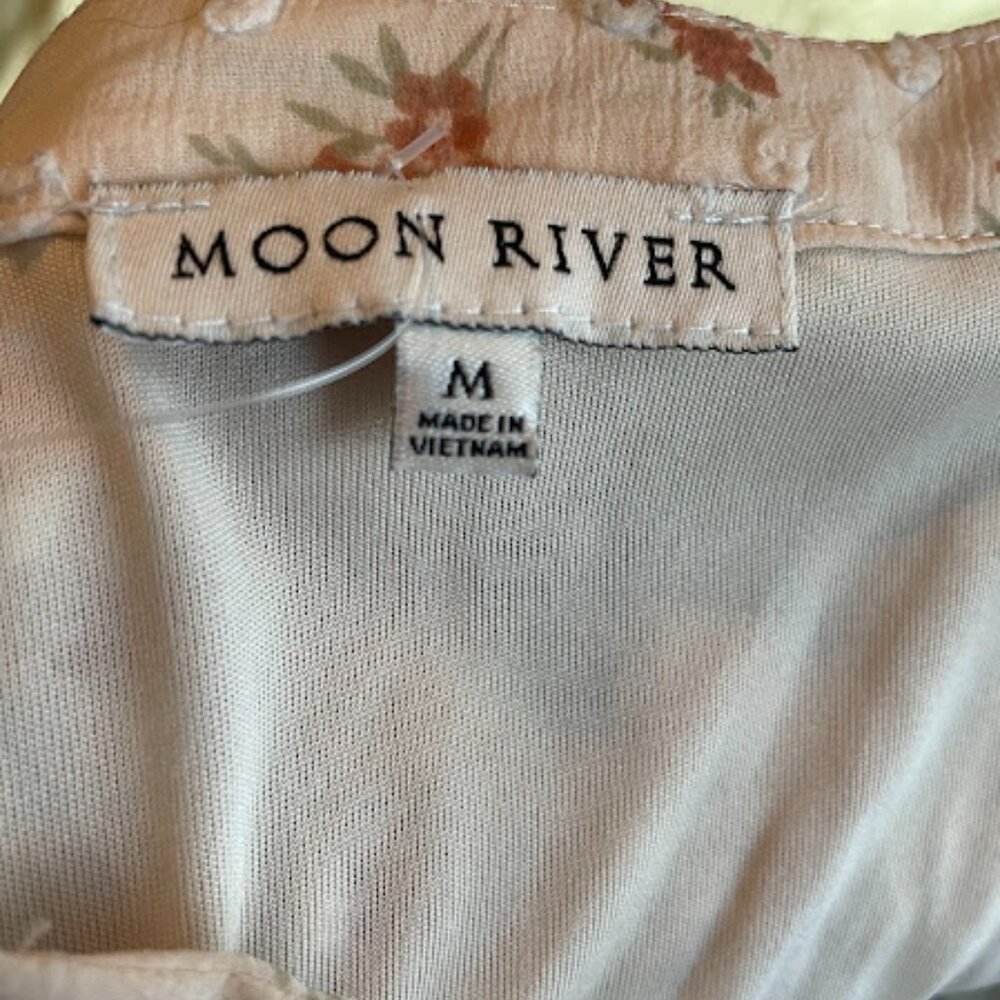 Moon River | Floral Tiered Ruffle Midi Dress | Blush Pink | Size M - Picture 3 of 3